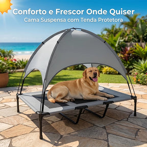 Cama Tenda Suspensa Respirável com Teto Removível para Cachorro e Gato até 50kg CampNest™ - Cama Tenda Suspensa Respirável