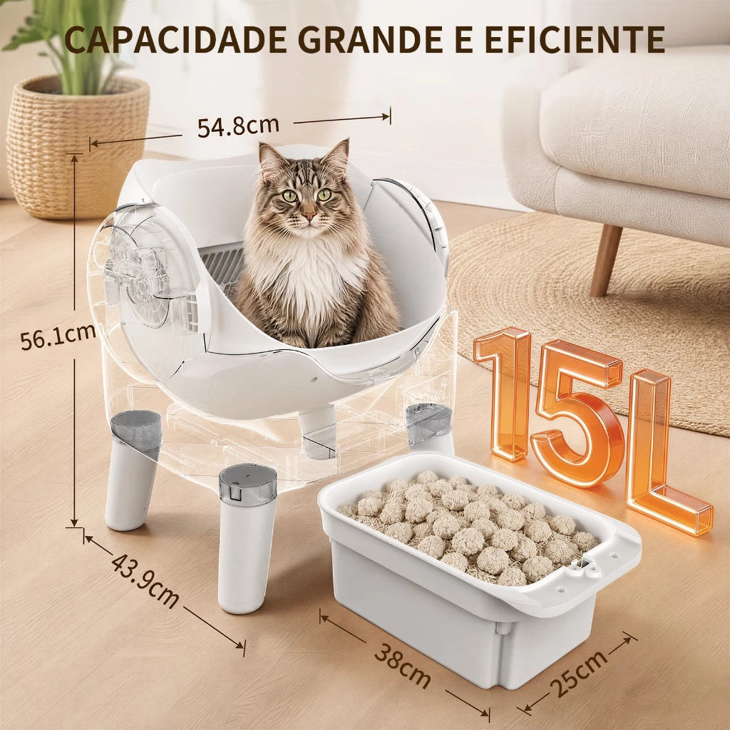 Caixa de Areia Inteligente Automática Autolimpante Aberta para Múltiplos Gatos Bivolt 110-220V NewPet™