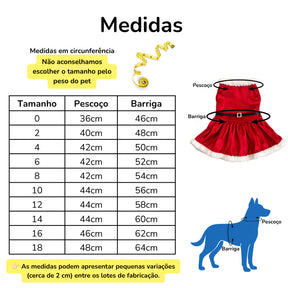 Vestido Natalino Mamãe Noel com Pelúcia e Cinto para Cachorro Tamanhos 0 ao 18 MerryPup™
