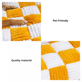 Cama Protetora de Sofá Lavável com Encosto em Pelúcia Quadriculada Antiderrapante para Cachorro CozyGrid™