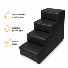 Escada Impermeável de Courino Reforçada 4 Degraus 60cm para Cachorro e Gato Suporta 50kg+ Climbly™