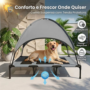 Cama Tenda Suspensa Respirável com Teto Removível para Cachorro e Gato até 50kg CampNest™ - Cama Tenda Suspensa Respirável