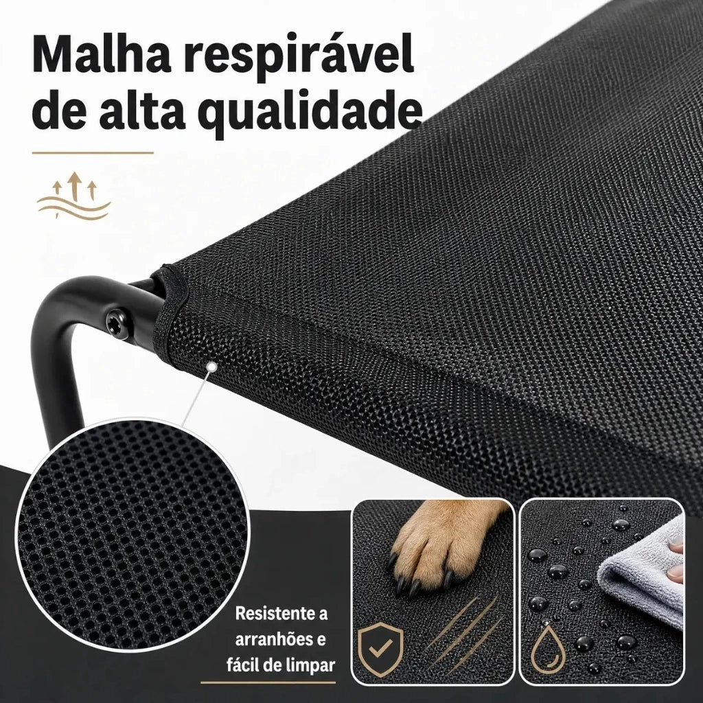 Cama Elevada 120x70cm Respirável Lavável para Cachorro Grande até 70kg Textilene Yesop