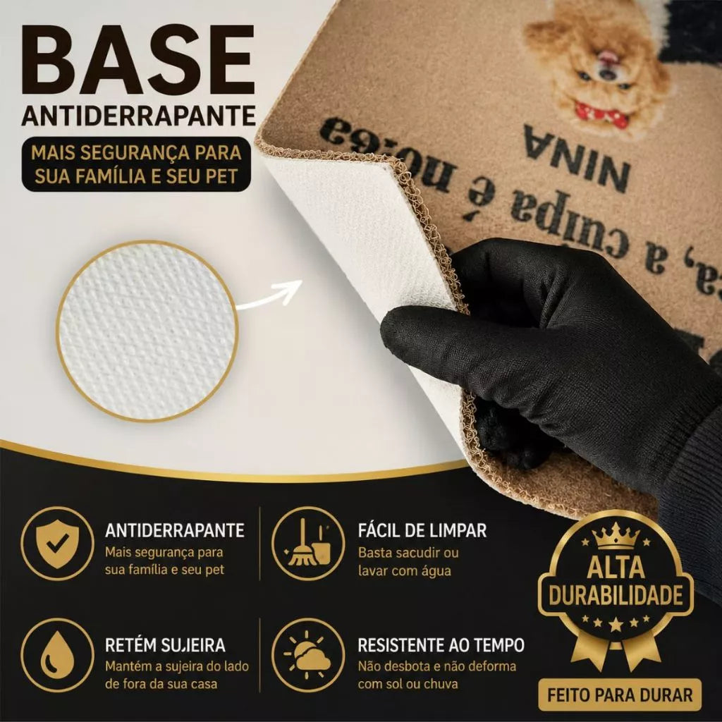 Tapete Personalizado Antiderrapante 60x40 para Pet com Nome e Raça Dogfy™