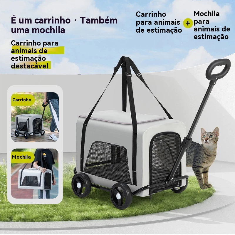 Bolsa de Transporte Multifuncional Dobrável com Rodas para Cachorro e Gato até 10kg TravelPet™