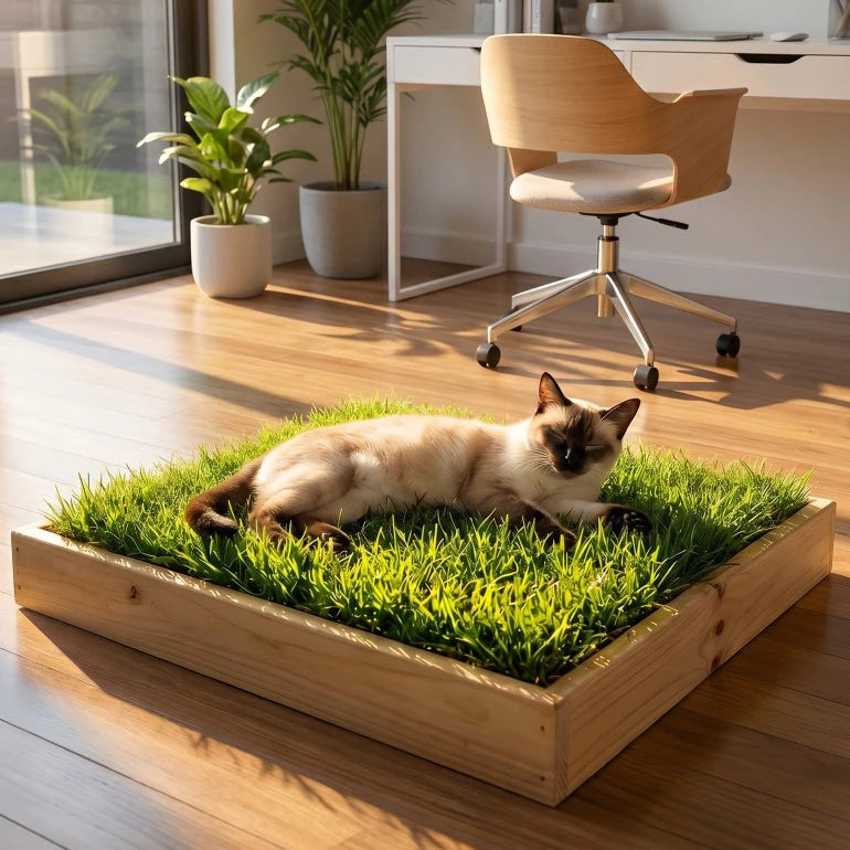 Tapete Higiênico de Grama Natural Lavável para Cachorro e Gato com Caixa 55x40 Sanitária Greenify™