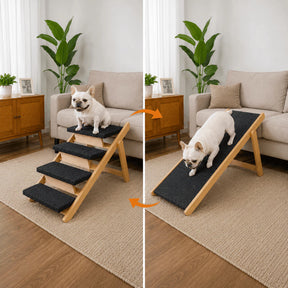 Escada Dobrável Antiderrapante 4 Degraus para Cachorro e Gato até 50kg em Madeira Stepzy™
