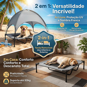 Cama Tenda Suspensa Respirável com Teto Removível para Cachorro e Gato até 50kg CampNest™ - Cama Tenda Suspensa Respirável