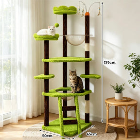 Árvore Arranhador Multinível para Gato com Casinha Camas e Brinquedo Interativo Automático Catwood™