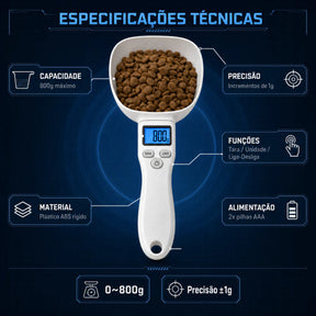 Colher Balança Digital de Precisão para Ração de Cachorro e Gato Medidor de Porções Dosefy™