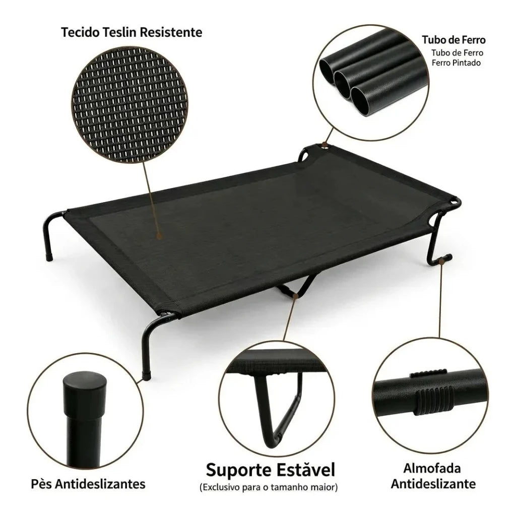 Cama Elevada 120x70cm Respirável Lavável para Cachorro Grande até 70kg Textilene Yesop