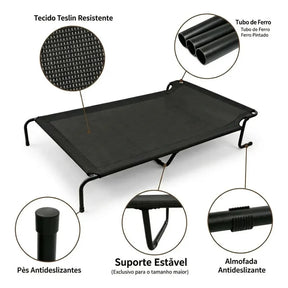 Cama Elevada 120x70cm Respirável Lavável para Cachorro Grande até 70kg Textilene Yesop