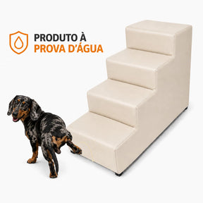 Escada Impermeável de Courino Reforçada 4 Degraus 60cm para Cachorro e Gato Suporta 50kg+ Climbly™