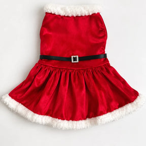 Vestido Natalino Mamãe Noel com Pelúcia e Cinto para Cachorro Tamanhos 0 ao 18 MerryPup™
