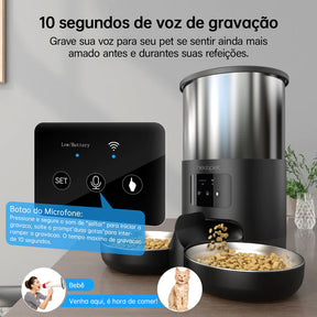 Alimentador Automático Duplo 5L WiFi com APP e Controle Remoto para Cachorro e Gato Newpet™