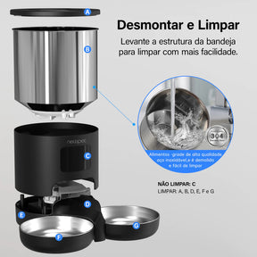 Alimentador Automático Duplo 5L WiFi com APP e Controle Remoto para Cachorro e Gato Newpet™