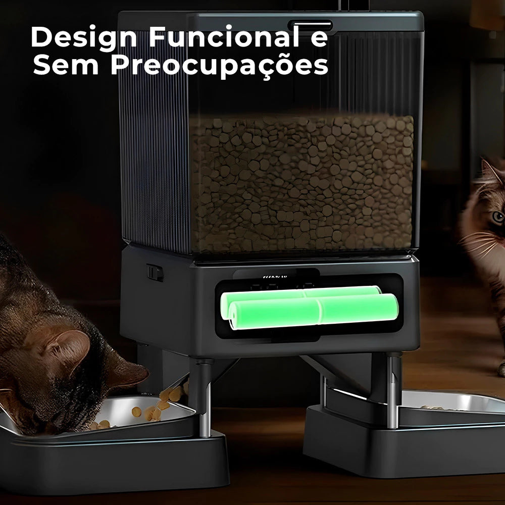 Comedouro Automático Duplo 5L com Controle de Porções para Cachorro e Gato Oneisall™