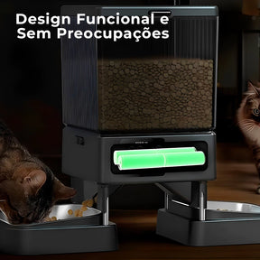 Comedouro Automático Duplo 5L com Controle de Porções para Cachorro e Gato Oneisall™