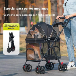 Carrinho Dobrável Respirável Reforçado para Cachorro e Gato até 30kg Roverly™