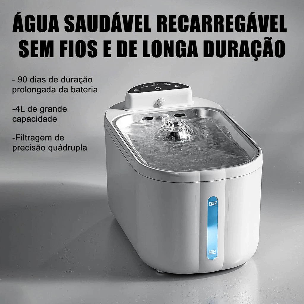Bebedouro Automático Sem Fio 4L com Filtragem Silenciosa para Cachorro e Gato Hydropet™