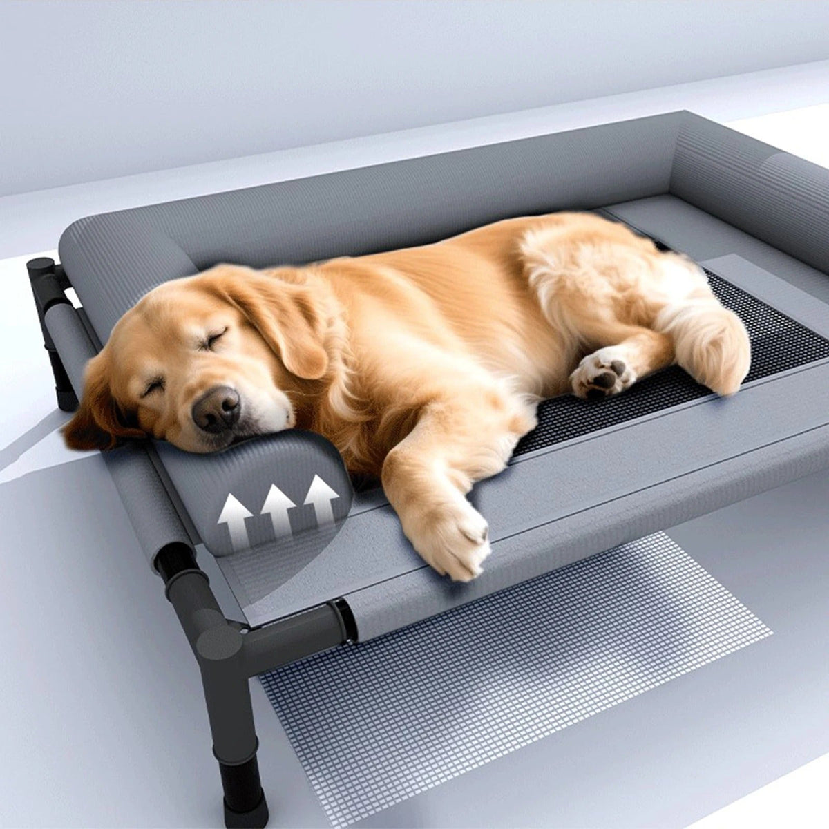Cama Pet Elevada Confortável – Lupzy™ | Saúde, Praticidade e Estilo