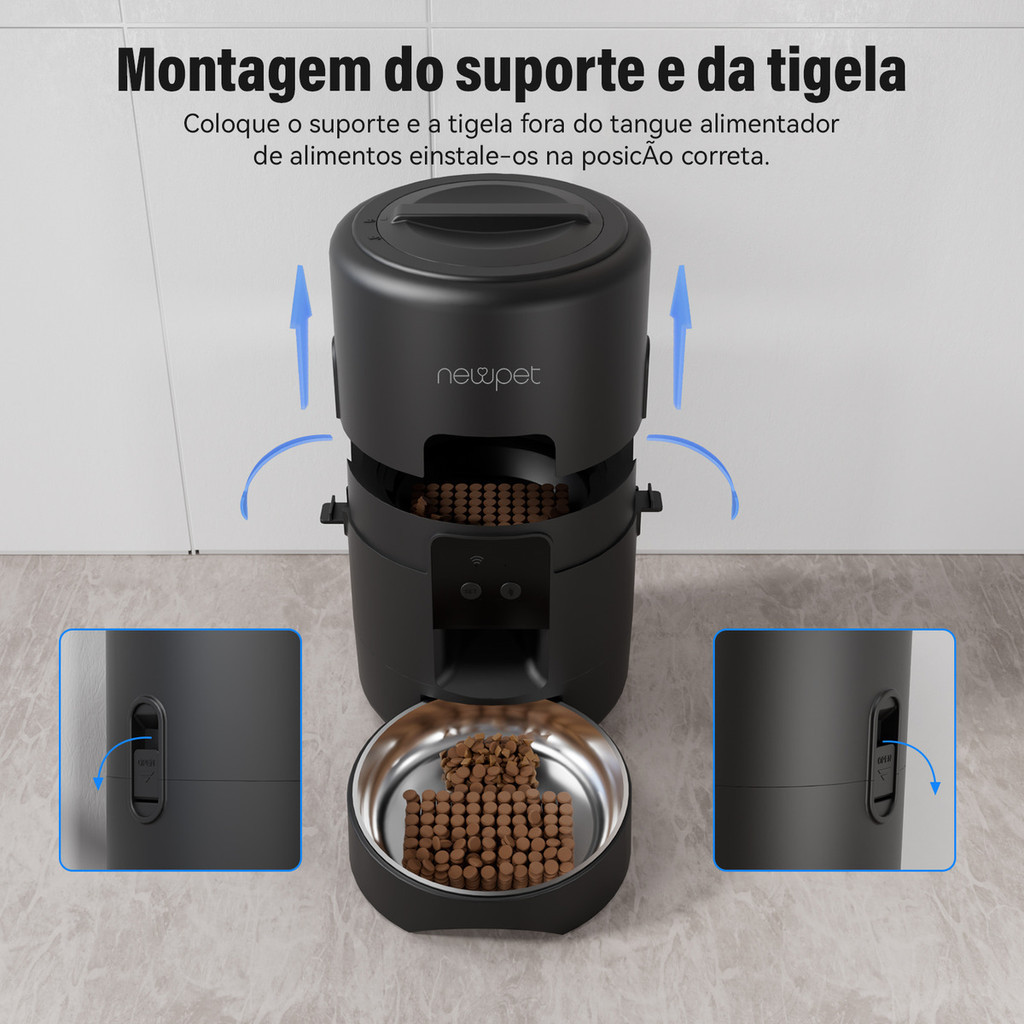 Newpet 2 Litros Comedouro Automático Com Programador WiFi APP De Controle Para Cães Gatos