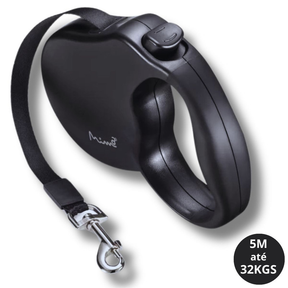 Guia Retrátil Cães Até 32Kg 5m Tam. G Preto - Mimo PP029