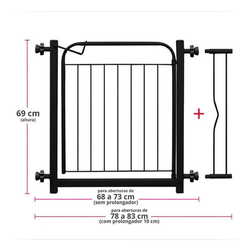 Portão Pet Portátil 69cm em Aço Antiferrugem – Duty™ | Segurança Prática para Pets e Crianças
