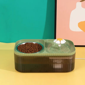 Fonte de Água 2 em 1 para Gatos com Tigela Inox – Lupzy™ | Hidratação Saudável Diária