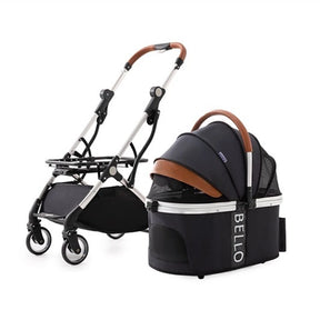Carrinho de Passeio Luxo Dobrável com Cesto Removível para Cachorro e Gato até 15kg CP48-1 Ninabag™