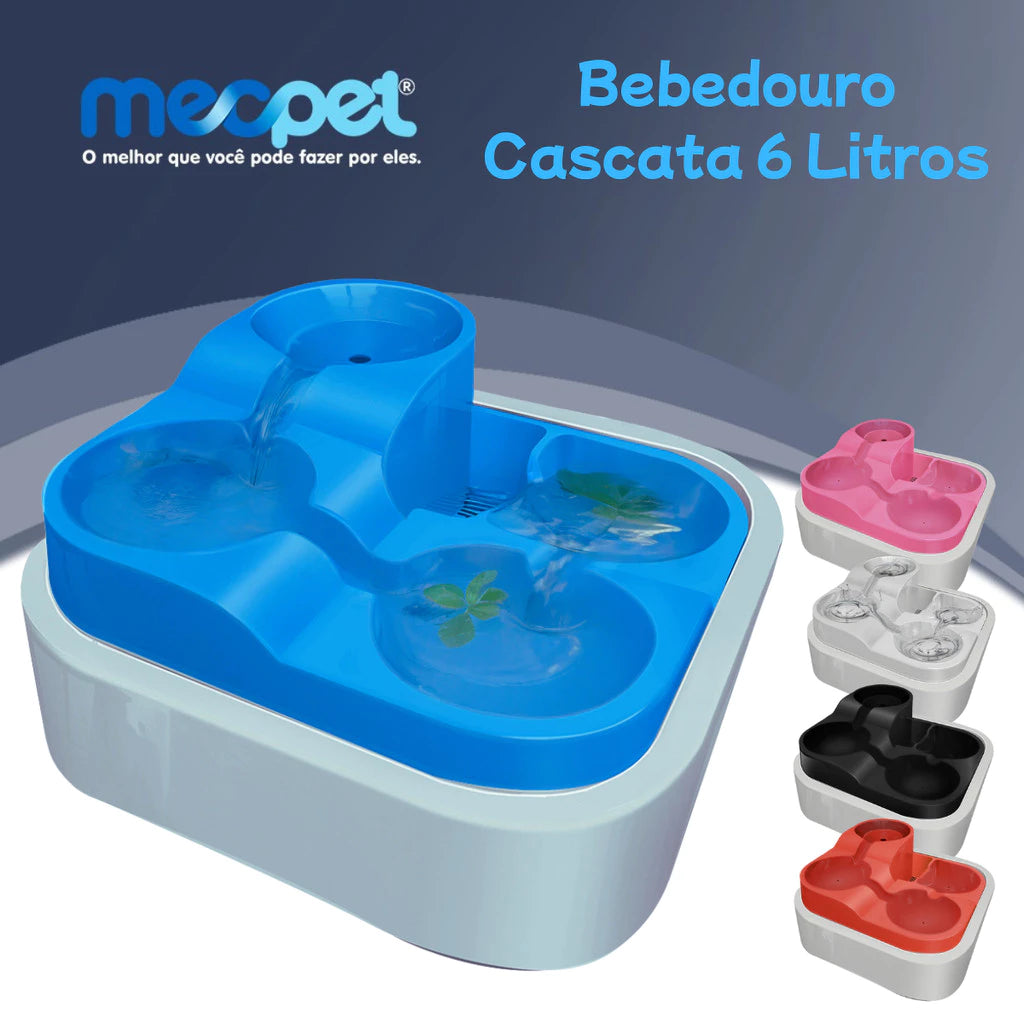 Bebedouro Automático 6L com Fonte Cascata e Filtro de Carvão para Cachorro e Gato Bivolt AquaFlow™