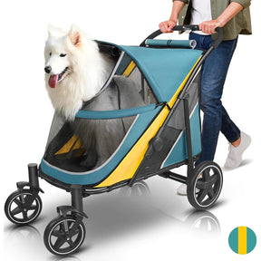 Carrinho Pet Dobrável Reforçado até 60kg com Rodas 360° e Freio para Cachorro e Gato BigRide™