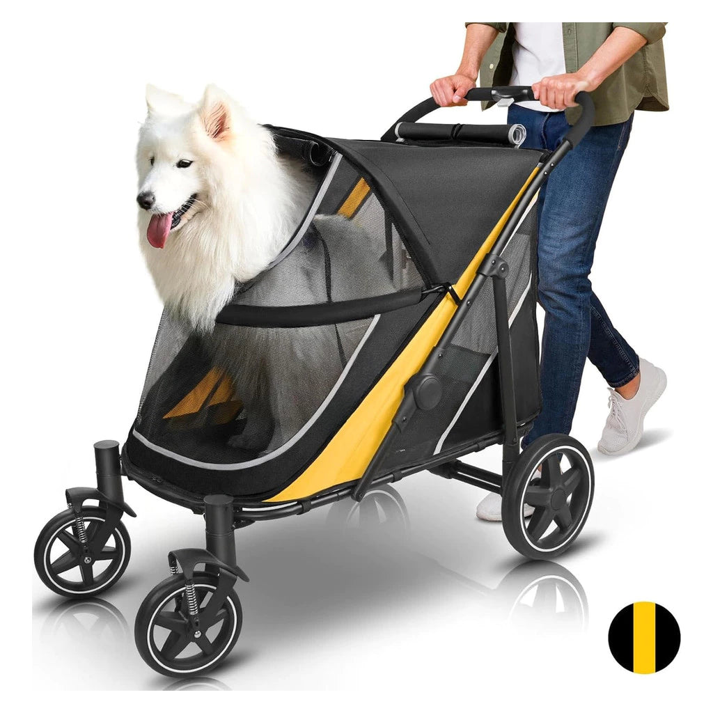 Carrinho Pet Dobrável Reforçado até 60kg com Rodas 360° e Freio para Cachorro e Gato BigRide™