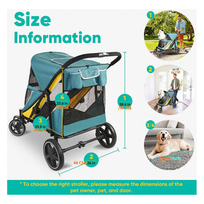 Carrinho Pet Dobrável Reforçado até 60kg com Rodas 360° e Freio para Cachorro e Gato BigRide™