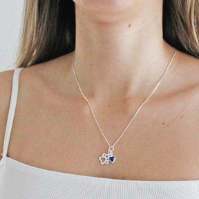 Colar Patuá Patinha com Coração Azul em Prata 925 – Lupzy™ | Amor Pet com Toque de Safira