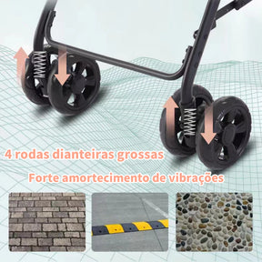 Carrinho Passeio Dobrável 3 em 1 até 30kg com Freio e Cinto para Cachorro e Gato Bluesky™