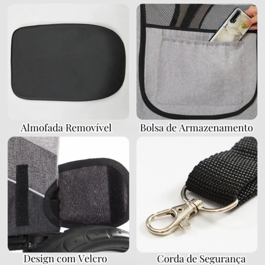 Carrinho de Passeio Dobrável até 60kg para Cachorro e Gato Grande Porte Impermeável PC406 Roverly™ - Carrinho de Passeio