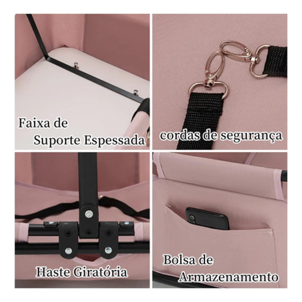 Carrinho Passeio Dobrável Compacto até 7kg com Cinto e Ventilação para Cachorro e Gato Home In™