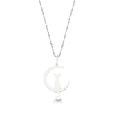 Colar Gato na Lua em Prata 925 – Lupzy™ | Amor Pet Sob a Luz da Lua
