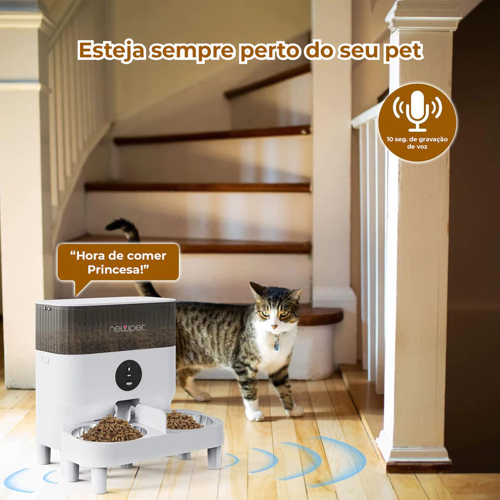 Alimentador Automático Wifi 5L Duplo com Porções Programáveis para Cachorro e Gato Bivolt Newpet™