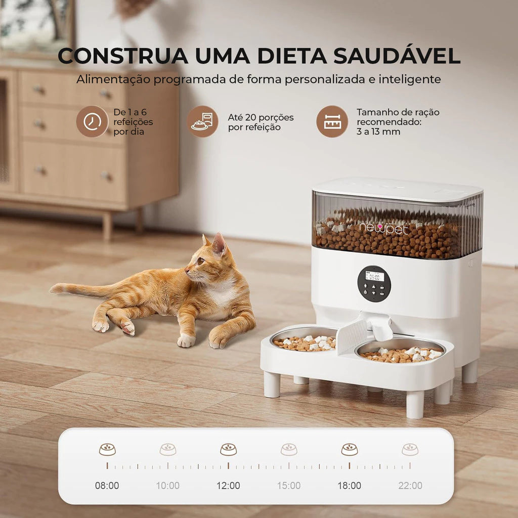 Alimentador Automático Wifi 5L Duplo com Porções Programáveis para Cachorro e Gato Bivolt Newpet™