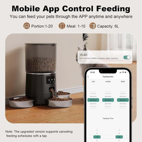 Comedouro Automático Wi-Fi 6L com 3 Tigelas e Temporizador para Cachorro e Gato Newpet™