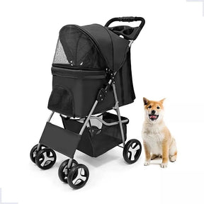 Carrinho Pet Dobrável Grande com Ventilação e Freio para Cachorro e Gato TravelGo™