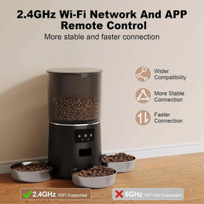 Comedouro Automático Wi-Fi 6L com 3 Tigelas e Temporizador para Cachorro e Gato Newpet™