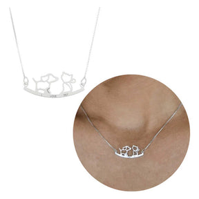 Colar Feminino em Prata 925 com Pingente de Cachorro e Gato – Lupzy™ | Amor Pet Eterno
