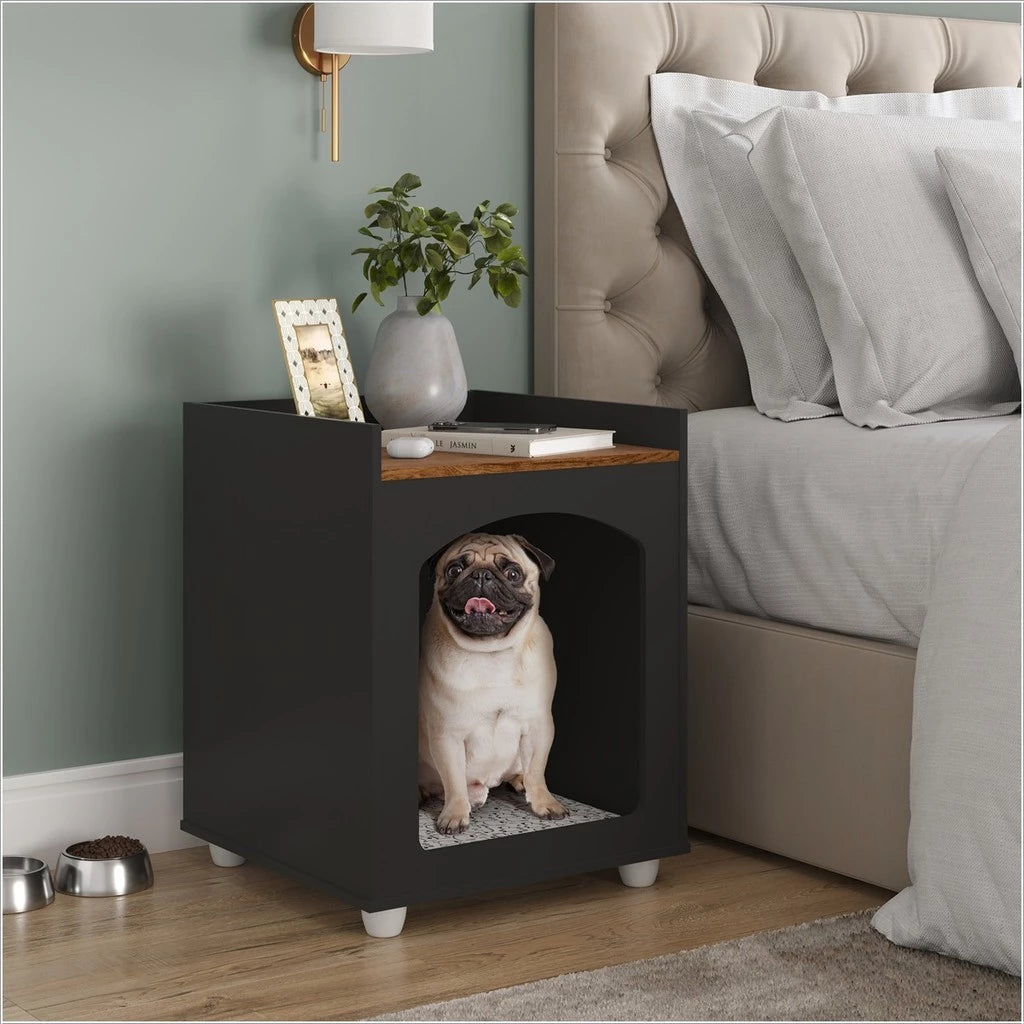 Mesa de Cabeceira Casinha com Almofada Confortável para Cachorro e Gato em MDF Ofertamo™