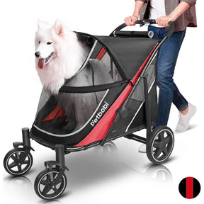 Carrinho Pet Dobrável Reforçado até 60kg com Rodas 360° e Freio para Cachorro e Gato BigRide™
