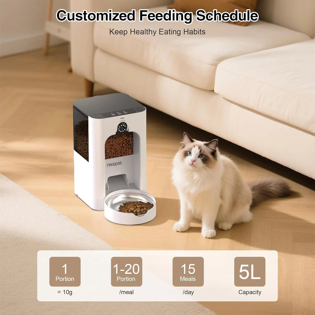Comedouro Automático Wi-Fi 5L com Câmera 2MP e Controle por App para Cachorro Newpet