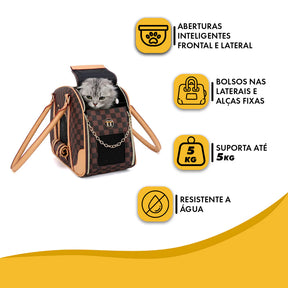 Bolsa de Transporte Pet Luxo para Cães e Gatos Pequeno Porte + Viagem Confortável