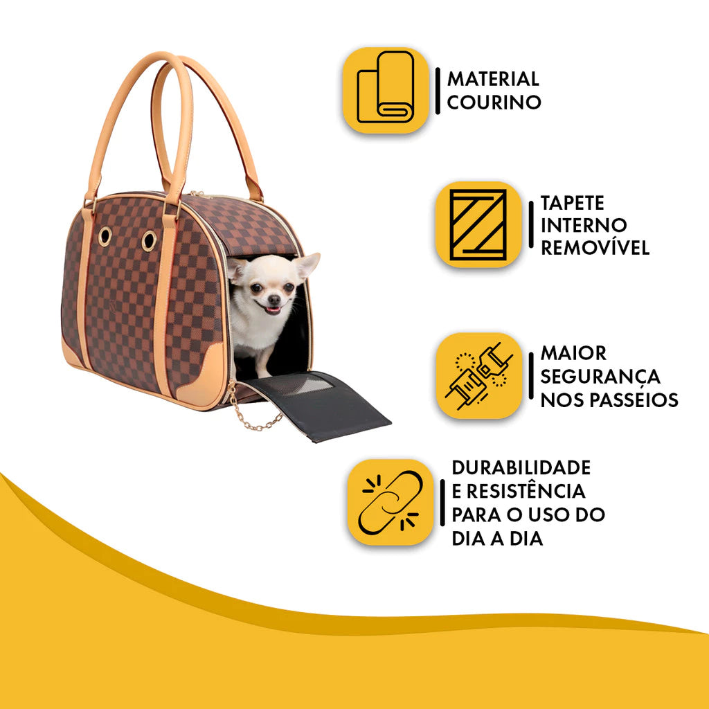 Bolsa de Transporte Pet Luxo para Cães e Gatos Pequeno Porte + Viagem Confortável